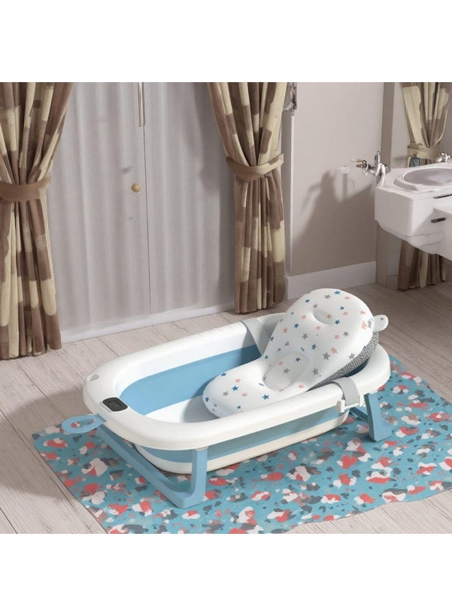 حوض استحمام للأطفال حديثي الولادة قابل للطي مع وسادة دعم مريحة وتايمر لقياس حرارة المياه - Image 1
