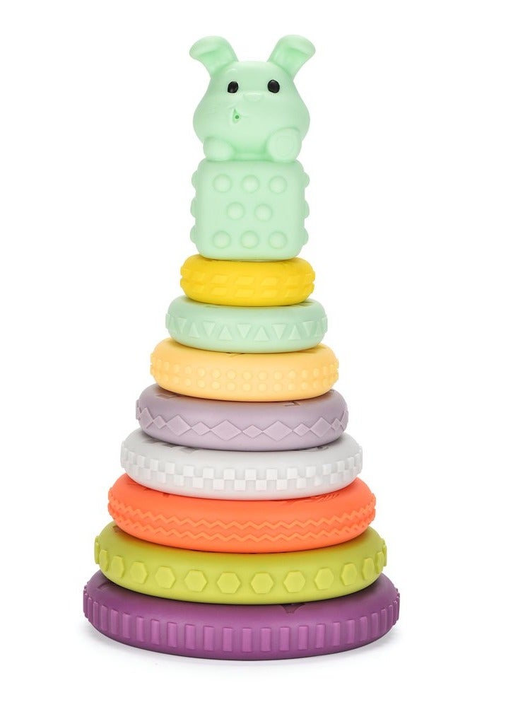 Educational Multicolored Stacking Plastic Rings Tower Set - Image 1