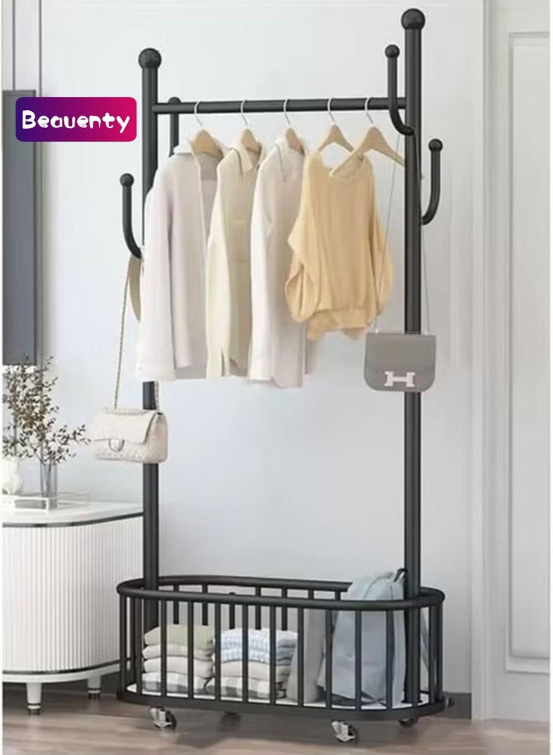 Beauenty Coat Rack, Clothes Rack, Large Capacity Storage Rack Multifunctional Clothing and Shoe Storage Rack, Suitable for Bedroom, Porch, Office Furniture (Color: Black, Size: 60 CM) - Image 1