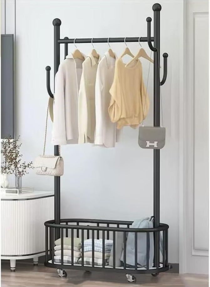 Beauenty Coat Rack, Clothes Rack, Large Capacity Storage Rack Multifunctional Clothing and Shoe Storage Rack, Suitable for Bedroom, Porch, Office Furniture (Color: Black, Size: 60 CM)  - Image 1