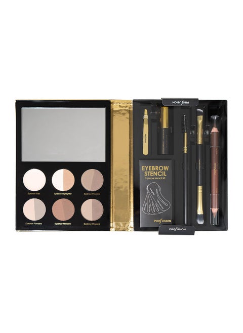 Profusion Cosmetics Brows Complete Brow Kit Blendable Powders for Stunning Eye Makeup Includes Eyebrow Wax Pencil Highlighter Brush and Tweezer