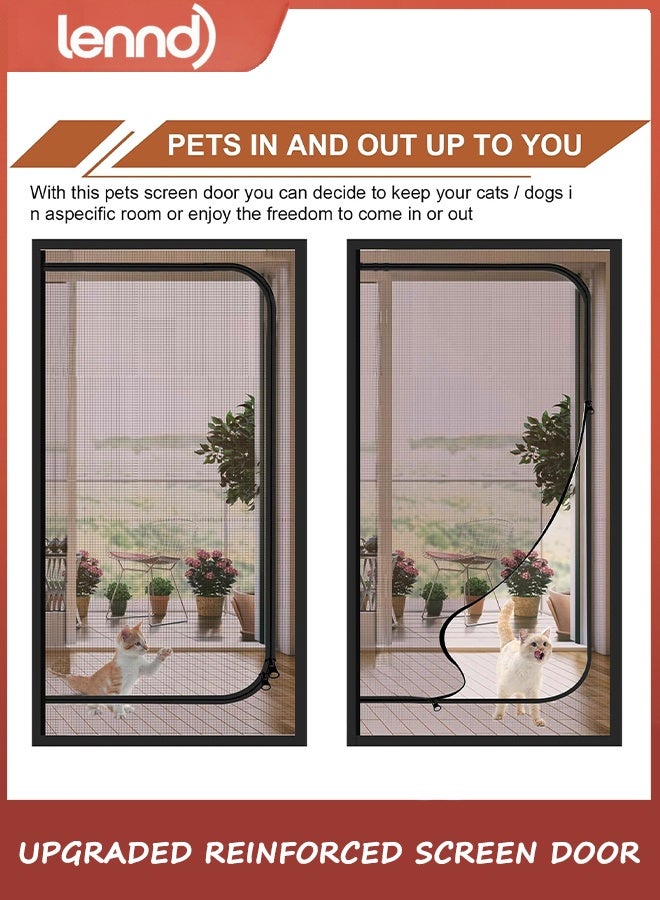 LENND Upgraded Reinforced Pet Screen Door Thickened Cat Resistant Mesh Screen Door for Living Room, Bedroom, Patio, Dog Cat Scratch Proof Screen with Zipper Closure (Fits Door Size up to 100x 210cm, Black) - Image 5