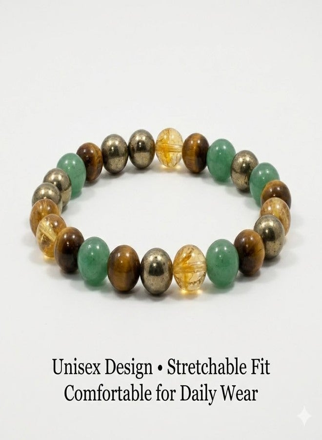 FENGSHUI AGATE سوار فنغ شوي العقيق لجذب المال مصنوع من البيريت والسترين والأفينتورين الأخضر | يجذب الثروة والازدهار والحظ السعيد ونمو الأعمال (مغناطيس المال) - Image 5