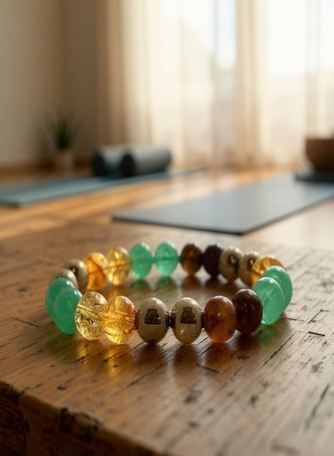 FENGSHUI AGATE سوار فنغ شوي العقيق لجذب المال مصنوع من البيريت والسترين والأفينتورين الأخضر | يجذب الثروة والازدهار والحظ السعيد ونمو الأعمال (مغناطيس المال) - Image 2