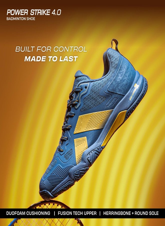 Nivia Powerstrike 4.0 Badminton Shoes for Men | Breathable Air Mesh with Fusion Technology Upper| Best Non Marking Multidirectional Herringbone Structure - Image 2