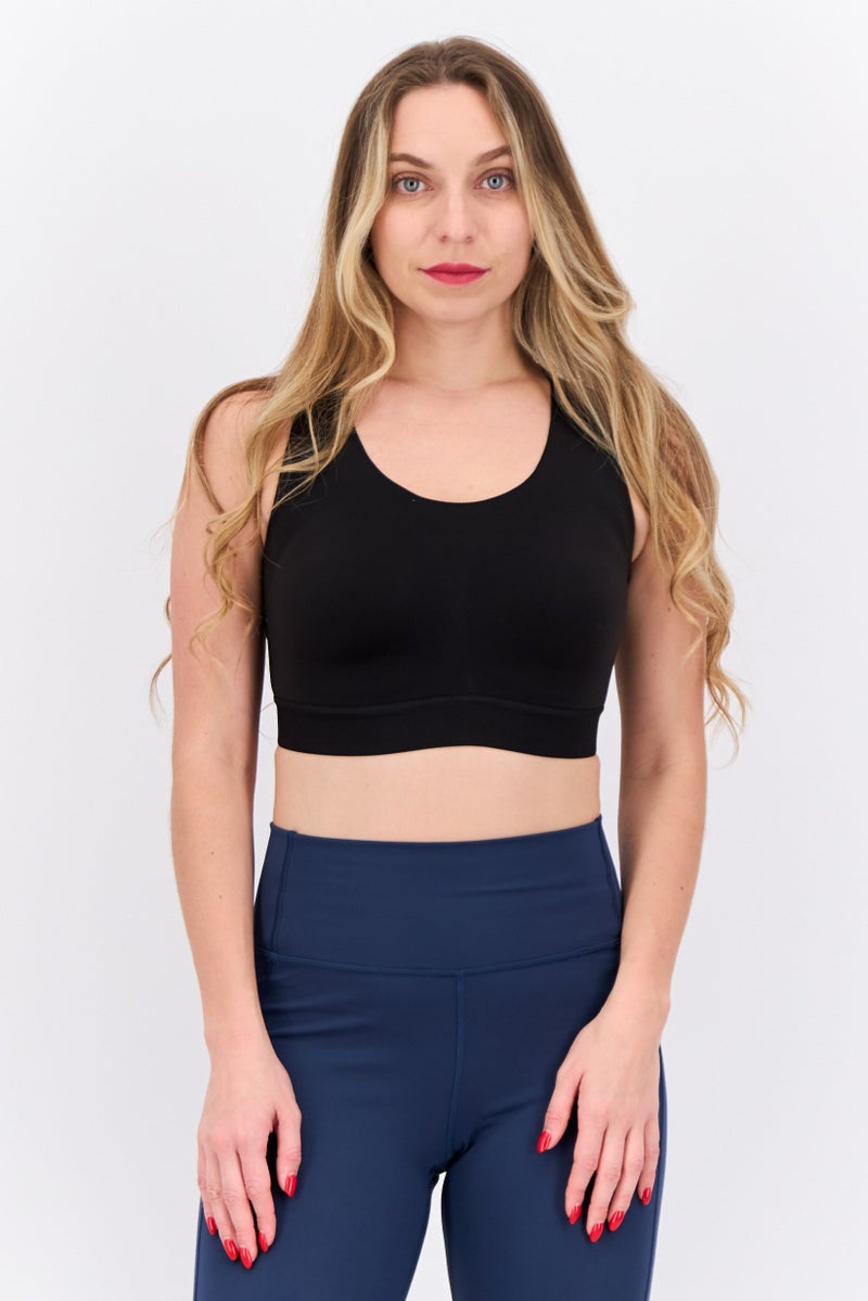 PUMA Women Brand Logo Padded Sports Bra, Black  - Image 1