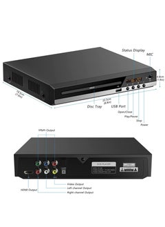 Furtey DVD Player HDMI DVD Player Home DVD Player DVD CD Disc Player Digital Multimedia Player AV Output with Remote Control and USB/MIC/RCA/HDMI Connection, Support NTSC/PAL System  - Image 4