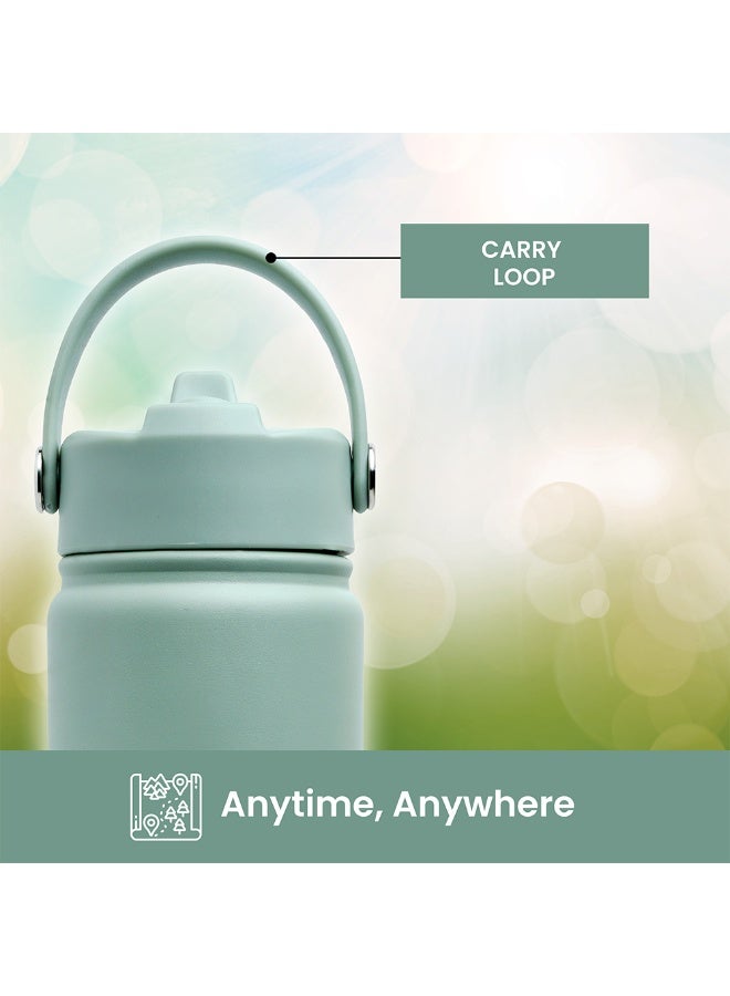 Bamboo Bark 1000 ML Insulated Water Bottle with Sipper Lid – Stainless Steel Double Wall Vacuum Flask for Hot & Cold Water Leak-Proof, Reusable Sports Thermos Bottle - (Dull Sage Green) - Image 3