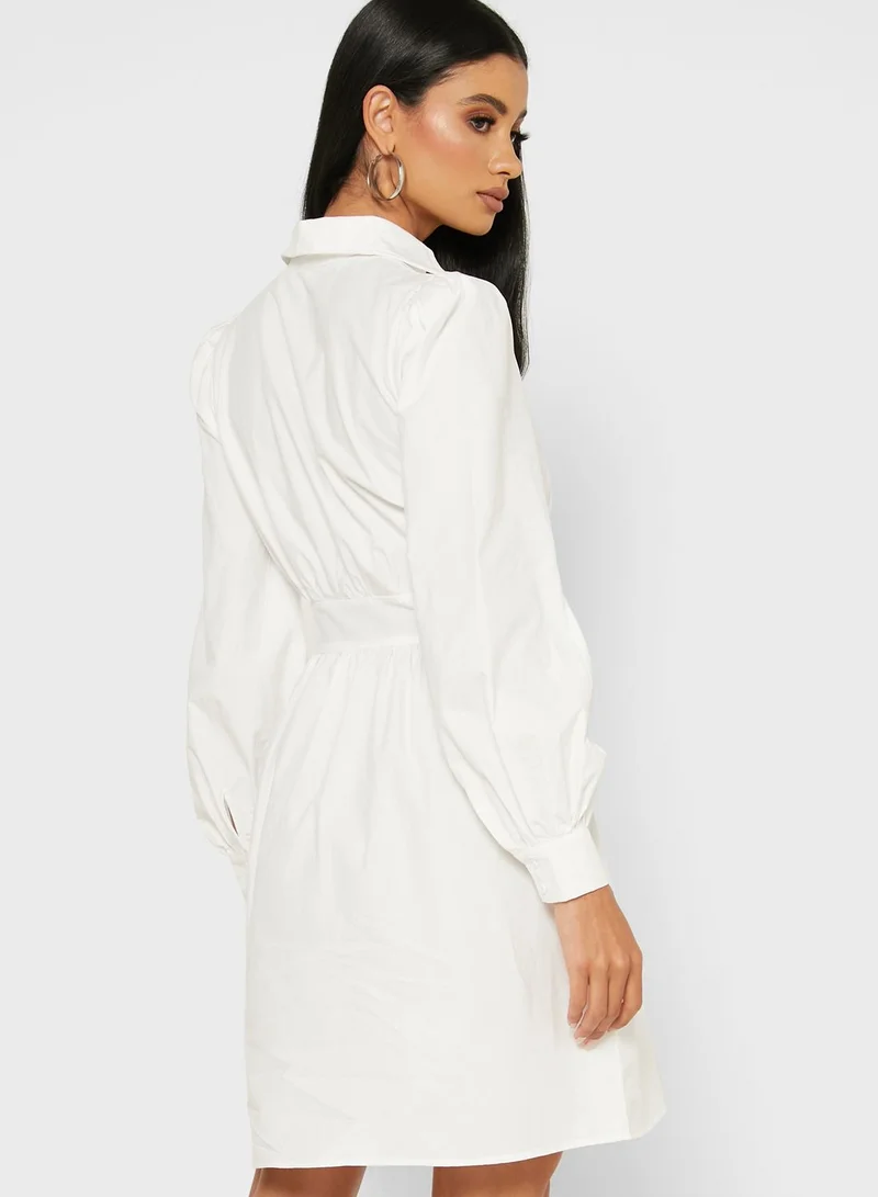 Ginger Puffed Sleeve Shirt Mini Dress