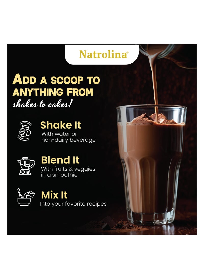 Natrolina Plant Based Organic Protein Powder Chocolate Fudge 1Kg - 25 servings, 22g protein per serving - Image 5