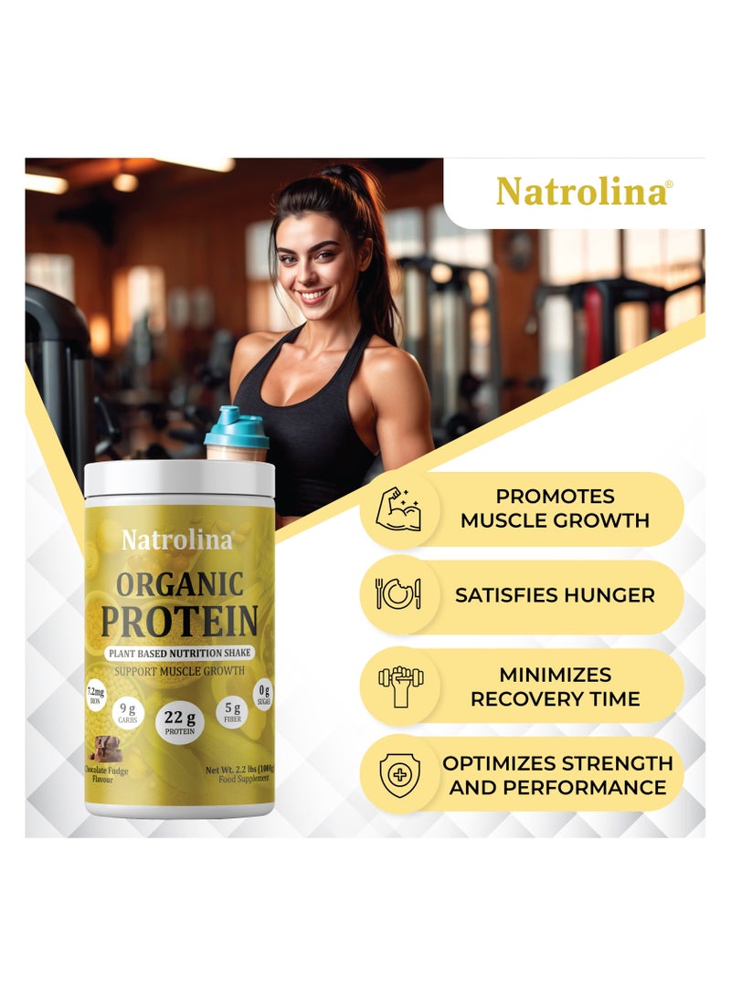 Natrolina Plant Based Organic Protein Powder Chocolate Fudge 1Kg - 25 servings, 22g protein per serving - Image 4