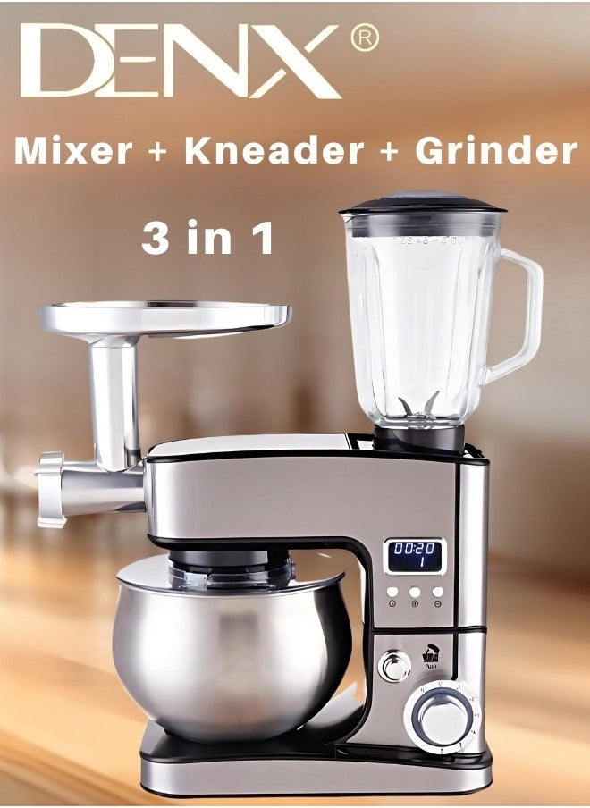 Denx 3-In-1 Electric Stand Mixer, Food Processor, And Meat Grinder With 5-Liter Capacity, 1300 Watts From Dx2047 - Image 2