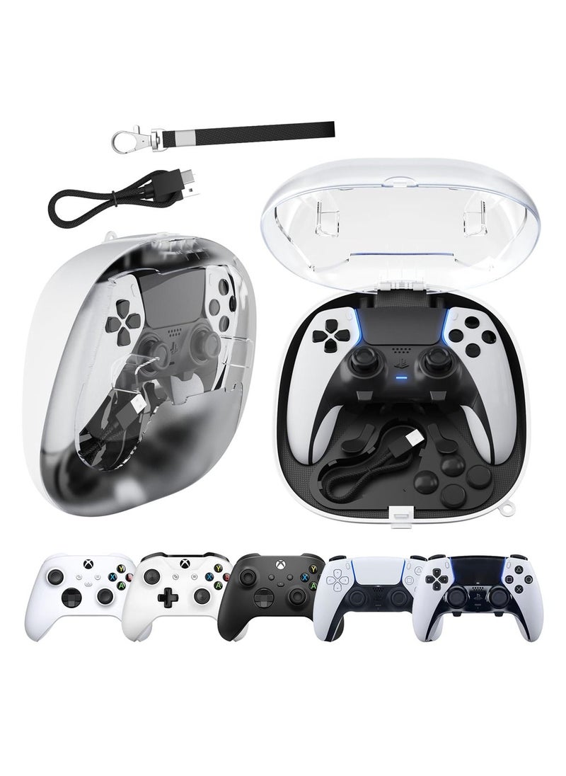 Generic Controller Protective Case for PS5 Dualsense/Xbox Series X/S/One Controllers, Hard Shell Travel Case, Dust-Resistant, Shock Proof with Type C Charging Cable, Wall Hook, Lanyards  - Image 1