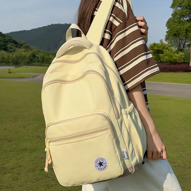 Bluejw New-style Backpack, Classic Student Schoolbag, Large-capacity And Lightweight, Water-resistant, Two-strap Lightweight Solid-color Backpack. - Image 3