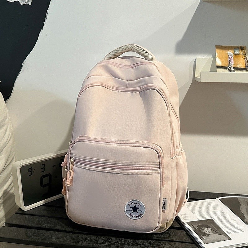 Bluejw New-style Backpack, Classic Student Schoolbag, Large-capacity And Lightweight, Water-resistant, Two-strap Lightweight Solid-color Backpack. - Image 1