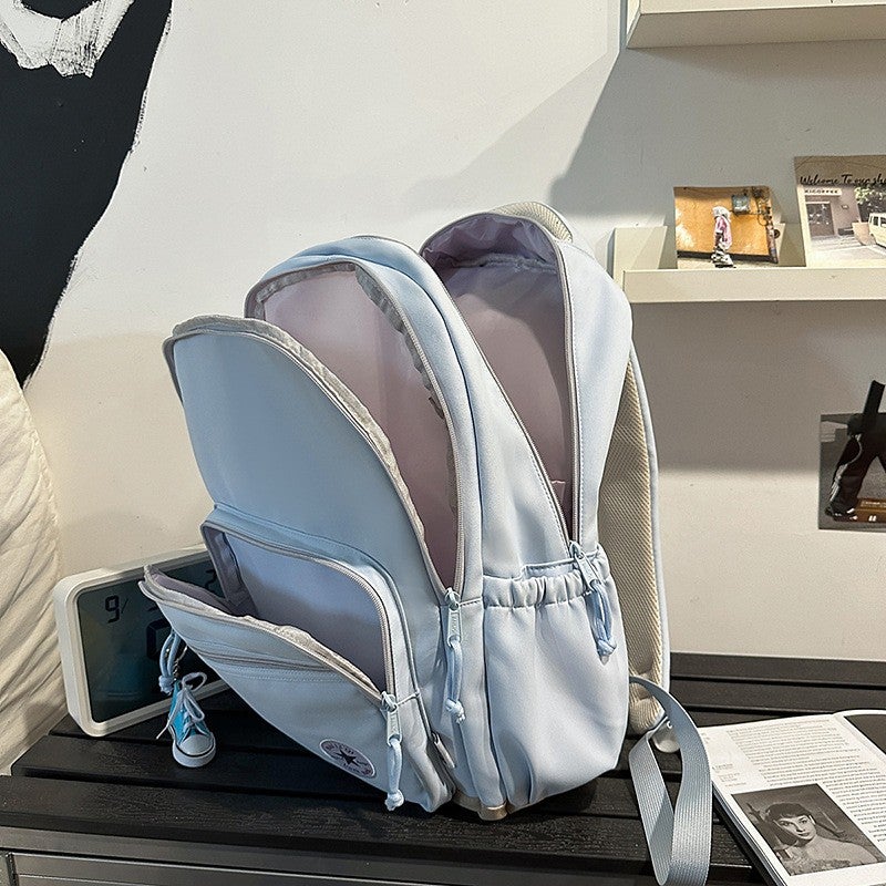 Bluejw New-style Backpack, Classic Student Schoolbag, Large-capacity And Lightweight, Water-resistant, Two-strap Lightweight Solid-color Backpack. - Image 5