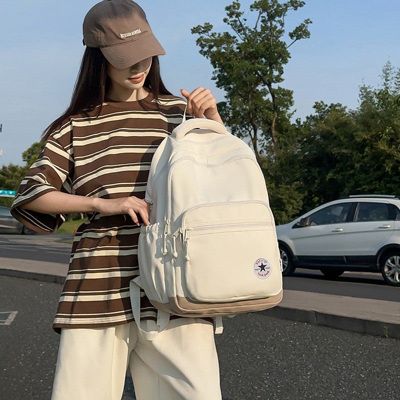 Bluejw New-style Backpack, Classic Student Schoolbag, Large-capacity And Lightweight, Water-resistant, Two-strap Lightweight Solid-color Backpack. - Image 2