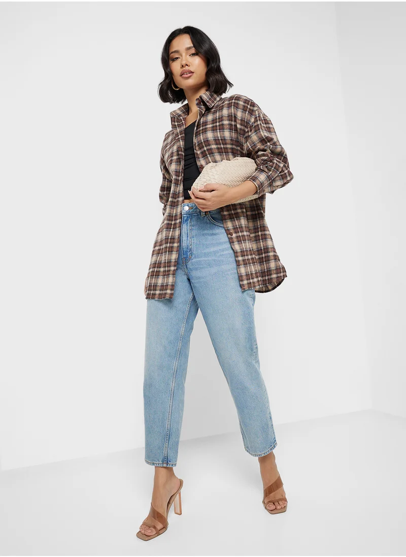 جينجر Oversize Checkered Vintage Shirt