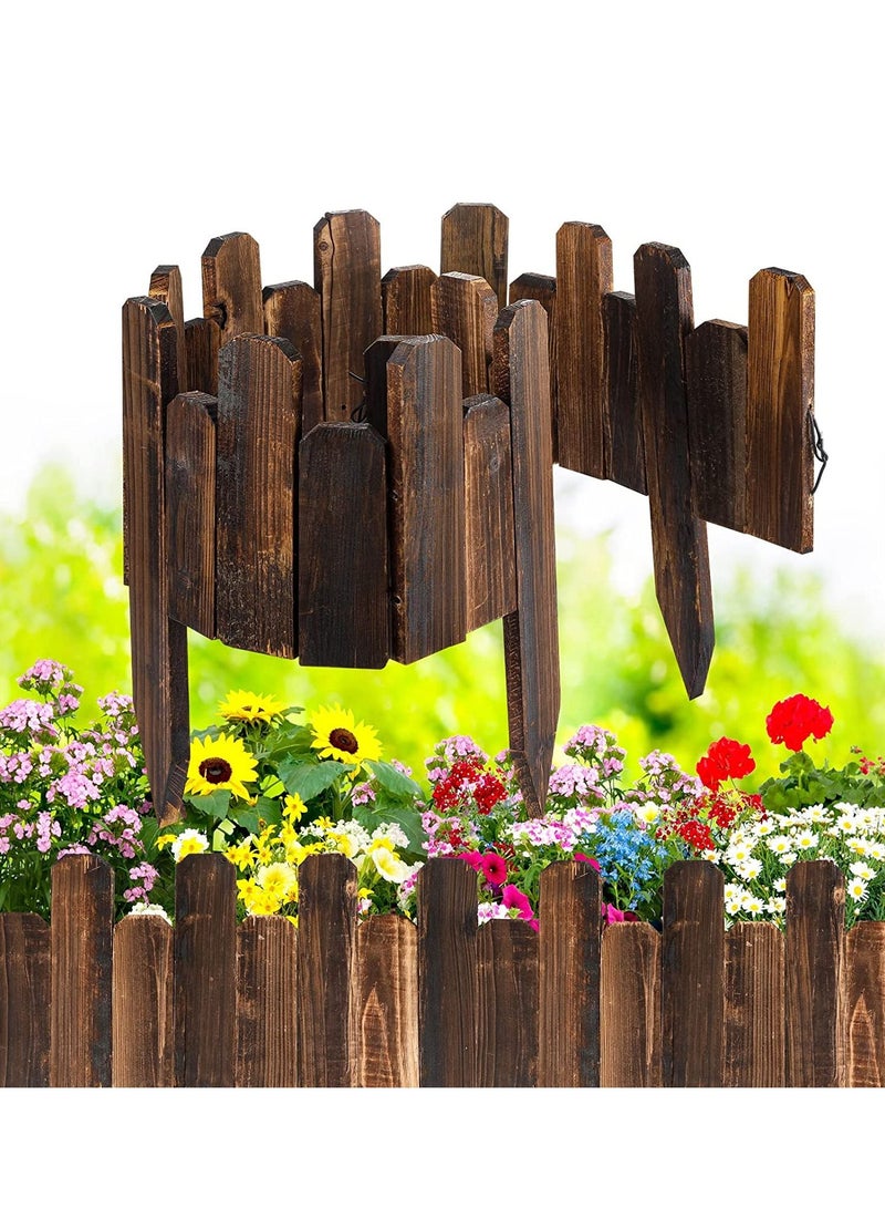 LINGWEI Wooden Picket Fence Brown 120x30cm - Image 1