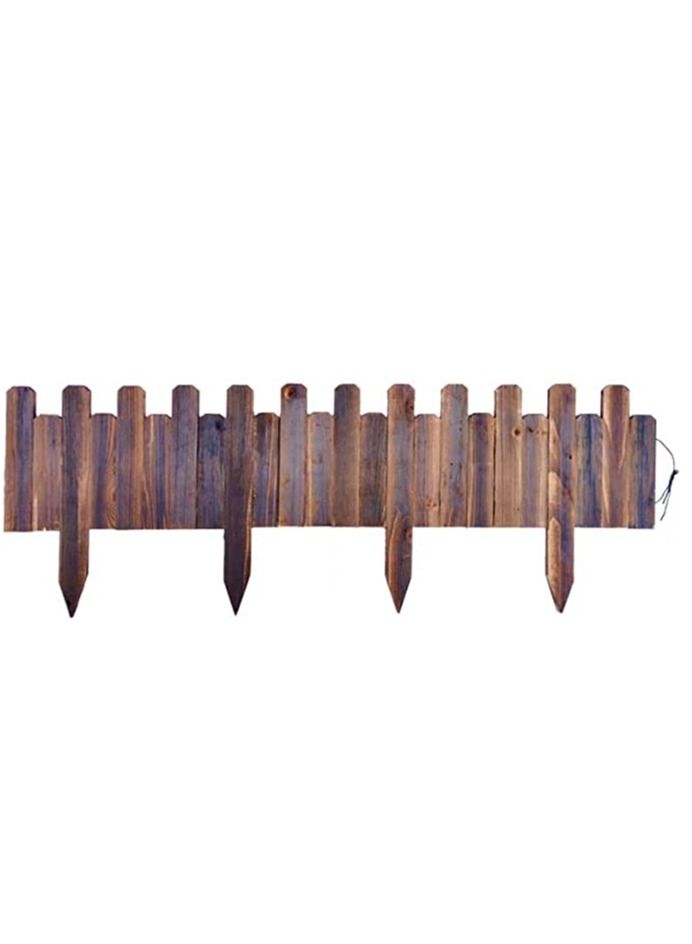 LINGWEI Wooden Picket Fence Brown 120x30cm - Image 2