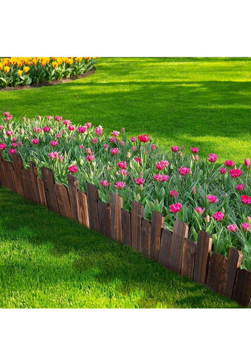 LINGWEI Wooden Picket Fence Brown 120x30cm - Image 4