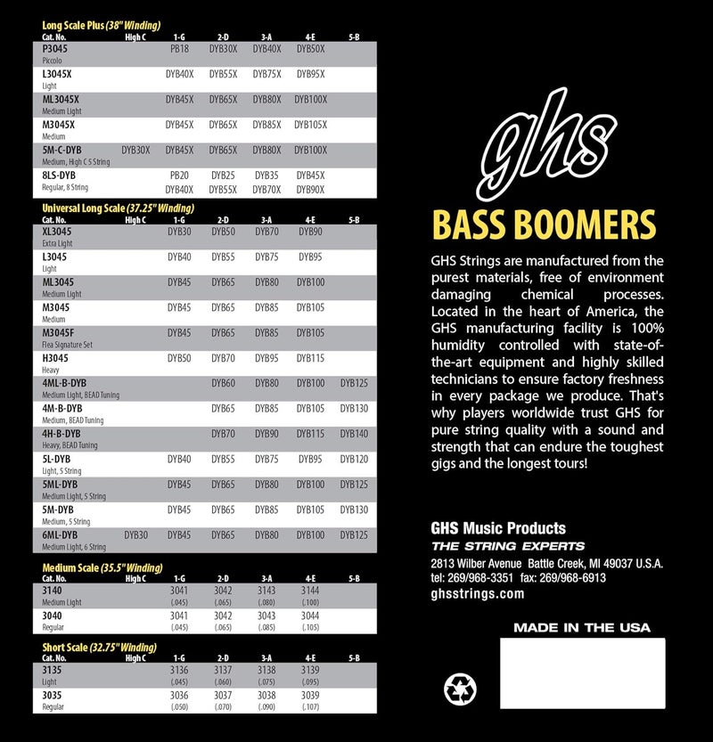 GHS Strings BASS BOOMERS M3045X Long Scale Plus, Medium Set, 45-105 - Image 3