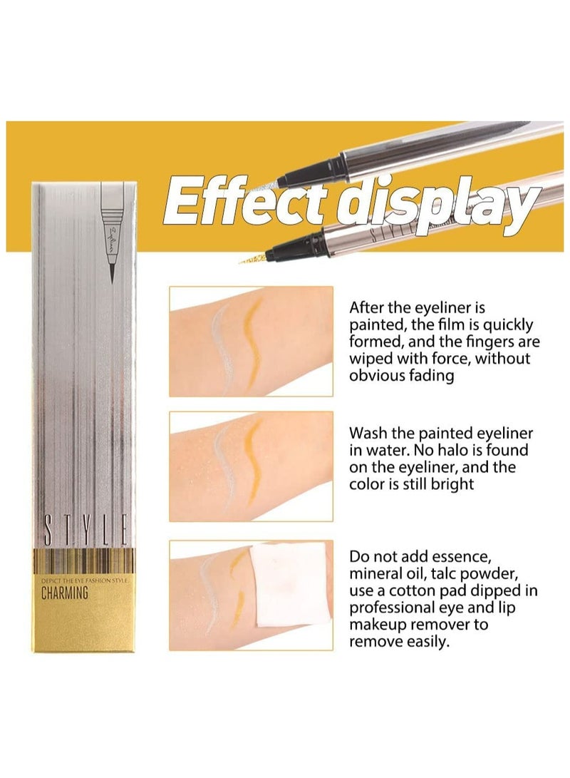 Excefore Liquid Eyeliner Makeup Pen Set 2Pcs Glitter Sparkling Shimmer Silver Waterproof Smudge Proof Long Lasting High mented - Image 4