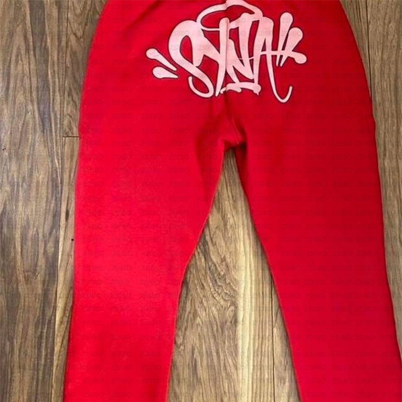 Retro Y2K Hoodie Unisex Streetwear Print red pants