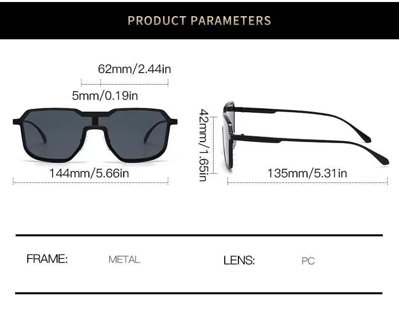 Dervin UV Protected One Piece Designer Punk Style Metal Sunglasses for Men and Women - Image 5