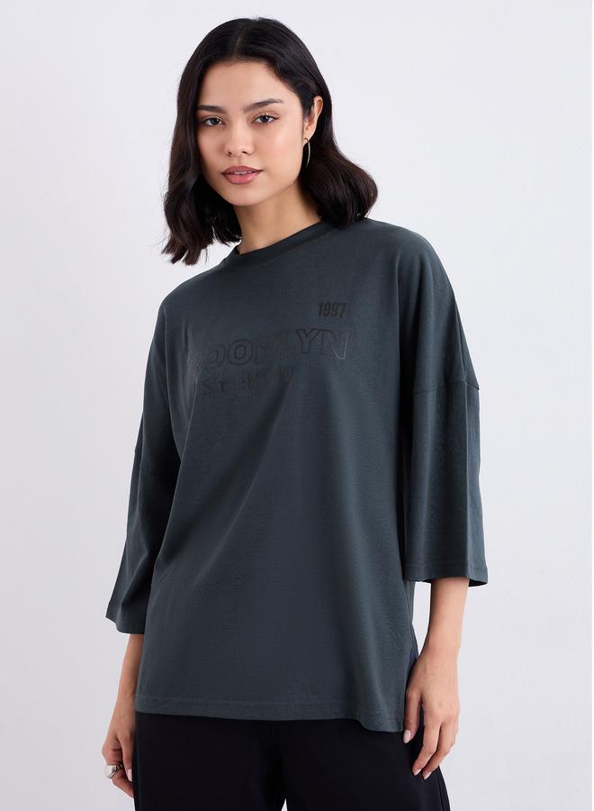 ستايلي تيشيرت فضفاض بطبعة بروكلين - Image 3