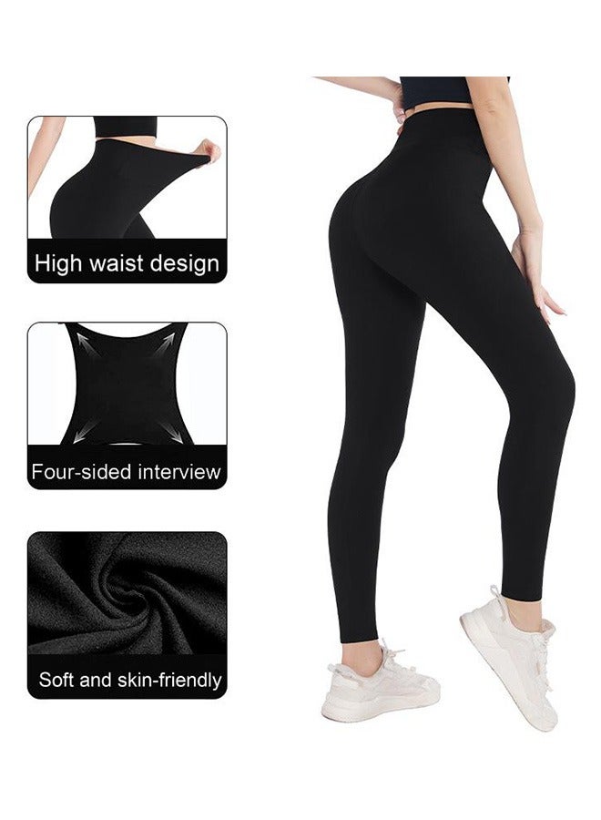 Leggings for Women with Pockets High Waisted, Soft Gym Athletic Workout Tummy Control Work Tights Yoga Pants with Side Phone Pockets for Sports Exercise Running ，Black  - Image 2