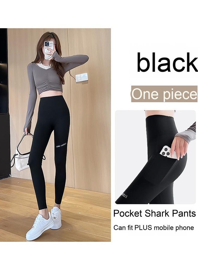 Leggings for Women with Pockets High Waisted, Soft Gym Athletic Workout Tummy Control Work Tights Yoga Pants with Side Phone Pockets for Sports Exercise Running ，Black  - Image 3