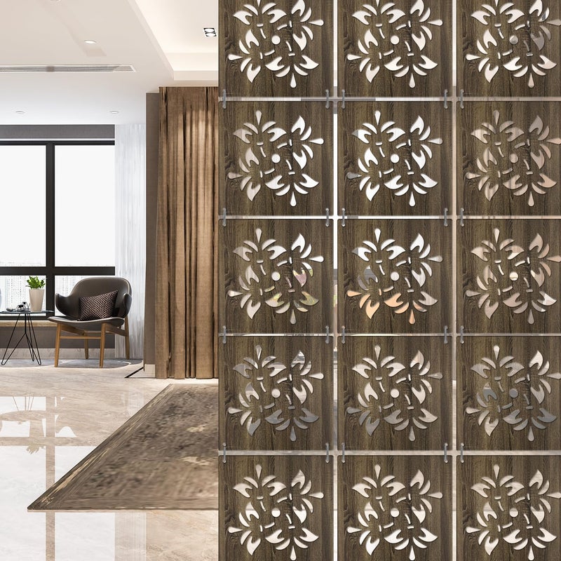 Random مجموعة ألواح تقسيم الغرفة المعلقة الخشبية العشوائية 12 قطعة فاصل لغرفة المعيشة فاصل حائط زخرفي حديث فواصل معلقة فاصل للمساحة للديكور المنزلي والمكتبي RSD8108 - Image 1