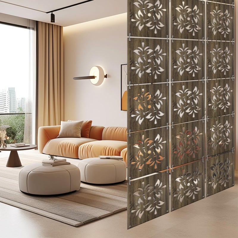 Random مجموعة ألواح تقسيم الغرفة المعلقة الخشبية العشوائية 12 قطعة فاصل لغرفة المعيشة فاصل حائط زخرفي حديث فواصل معلقة فاصل للمساحة للديكور المنزلي والمكتبي RSD8108 - Image 2