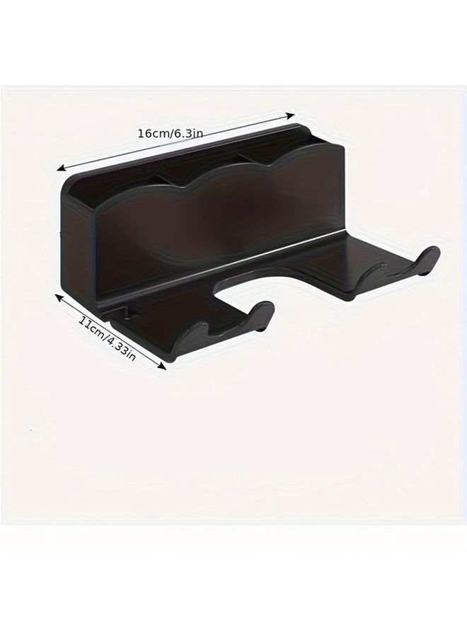 Black Wall Mounted Hair Dryer Organizer 2 In 1 Styling Tools Storage Rack For Bathroom Beauty Salon - Image 3