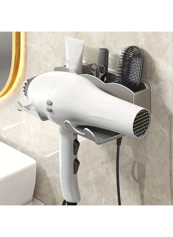 Black Wall Mounted Hair Dryer Organizer 2 In 1 Styling Tools Storage Rack For Bathroom Beauty Salon - Image 1