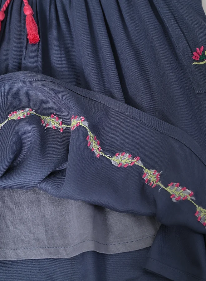 BELLA MODA Embroidered Denim Dress