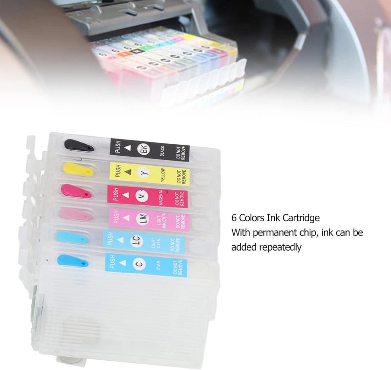 klarako 6 Colors Ink Cartridge with Permanent Chip Replacement Refill Cartridge Printer Accessories (T0781/T0782/T0783/T0784/T0785/T0786) - Image 2