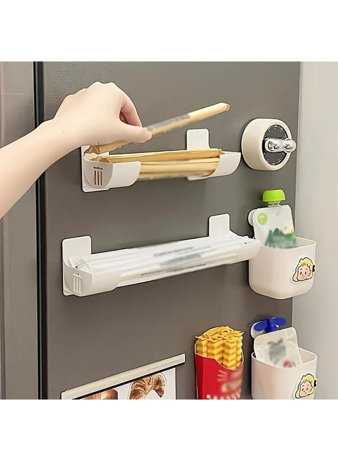 4pcs White Kitchen Storage Racks Adhesive Backing Organizer For Cabinet Refrigerator - Image 3
