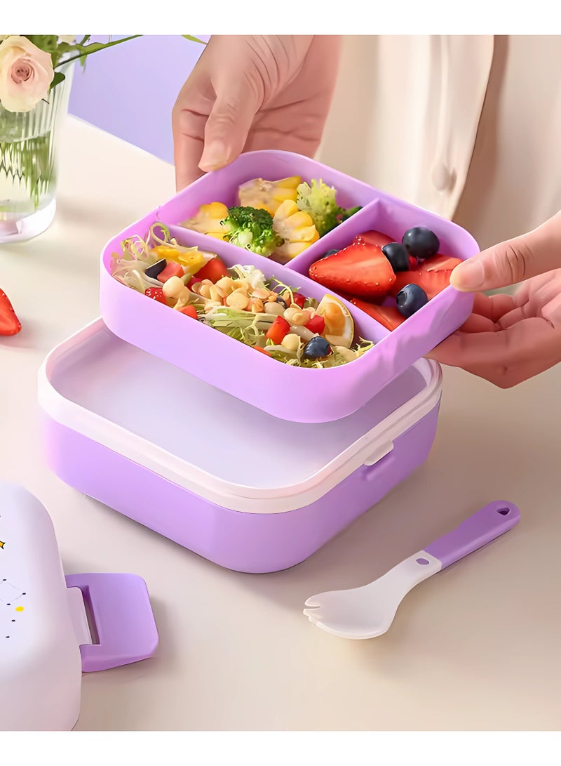 Twisoo طقم صندوق غداء محمول من تويسو – حاوية طعام بنتو بلاستيك قابلة للتحلل وخالية من BPA مع غطاء، آمنة للاستخدام في الميكروويف، صندوق غداء قابل لإعادة الاستخدام للأطفال والطلاب والمدرسة ومكتب العمل 1000 مل - Image 2