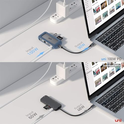 Uni محول متعدد المنافذ USB C من يوني مع كابل قابل للفصل، 8 في 1 USB C Hub مع HDMI 4K، Ethernet بسرعة 1Gbps، قارئ بطاقة SD، 100W PD، متوافق مع MacBook Pro 2023، iPad Pro 2023، Galaxy S24/S23 والمزيد - Image 4