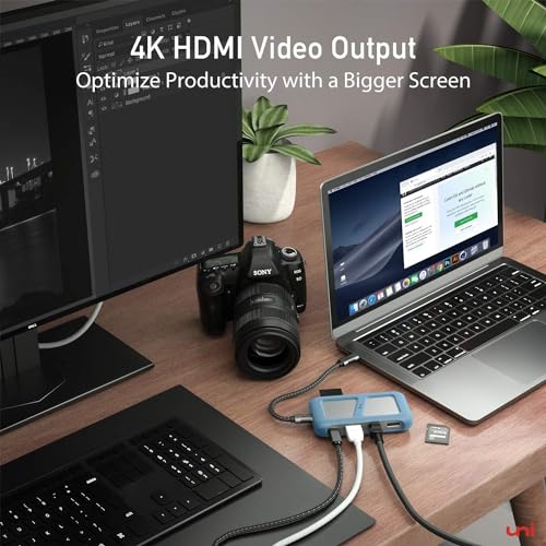 Uni محول متعدد المنافذ USB C من يوني مع كابل قابل للفصل، 8 في 1 USB C Hub مع HDMI 4K، Ethernet بسرعة 1Gbps، قارئ بطاقة SD، 100W PD، متوافق مع MacBook Pro 2023، iPad Pro 2023، Galaxy S24/S23 والمزيد - Image 5