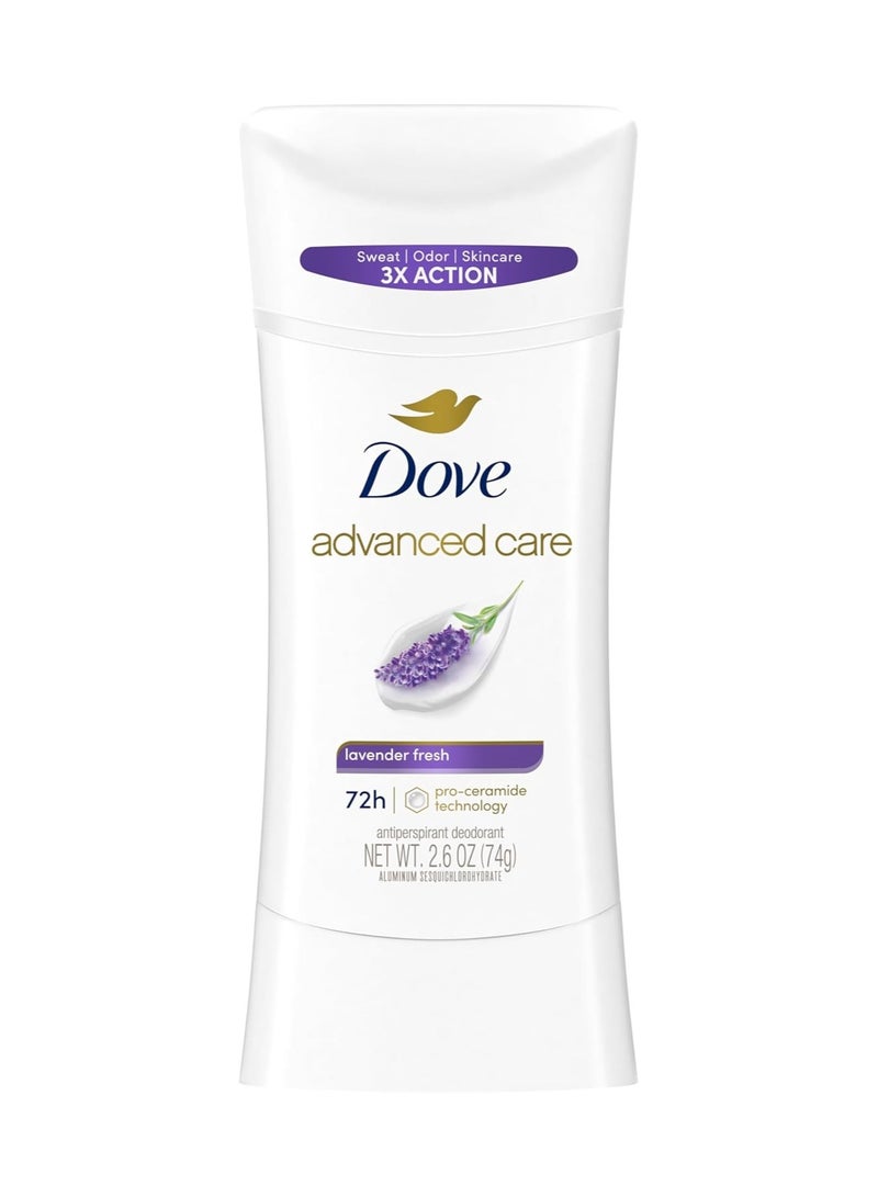Dove Advanced Care Antiperspirant Deodorant Stick Lavender Fresh for helping your skin barrier repair after shaving 72 hour odor control and all day sweat protection for soft underarms 2.6 oz