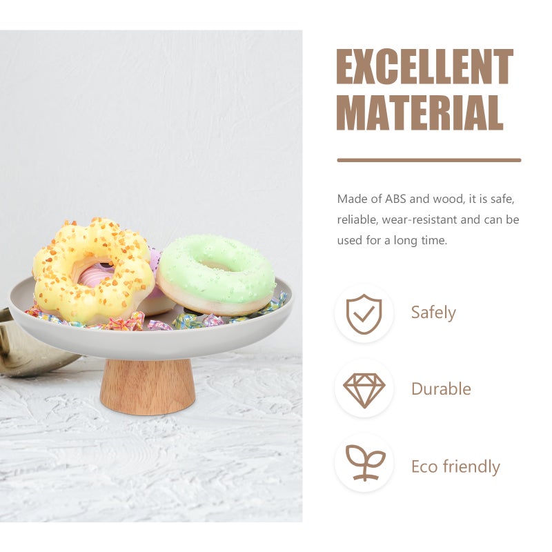 Footed Cake Tray Wood Cake Holder Food Foretaste Plate Footed Display Plate - Image 3