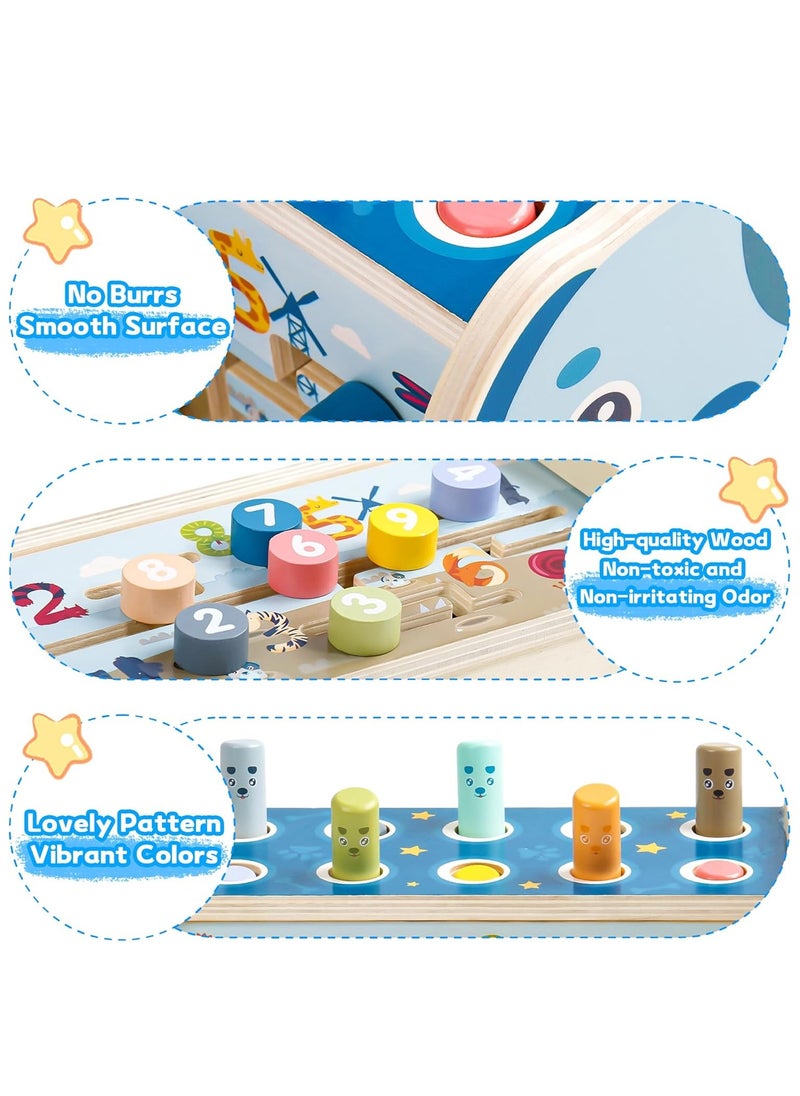 Generic - 3 in 1 Wooden Hammering Pounding Toy, Montessori Motor Skills Learning Toy, Early Development Toy with Pounding Bench, Xylophone, Number Sorting Maze - Image 1