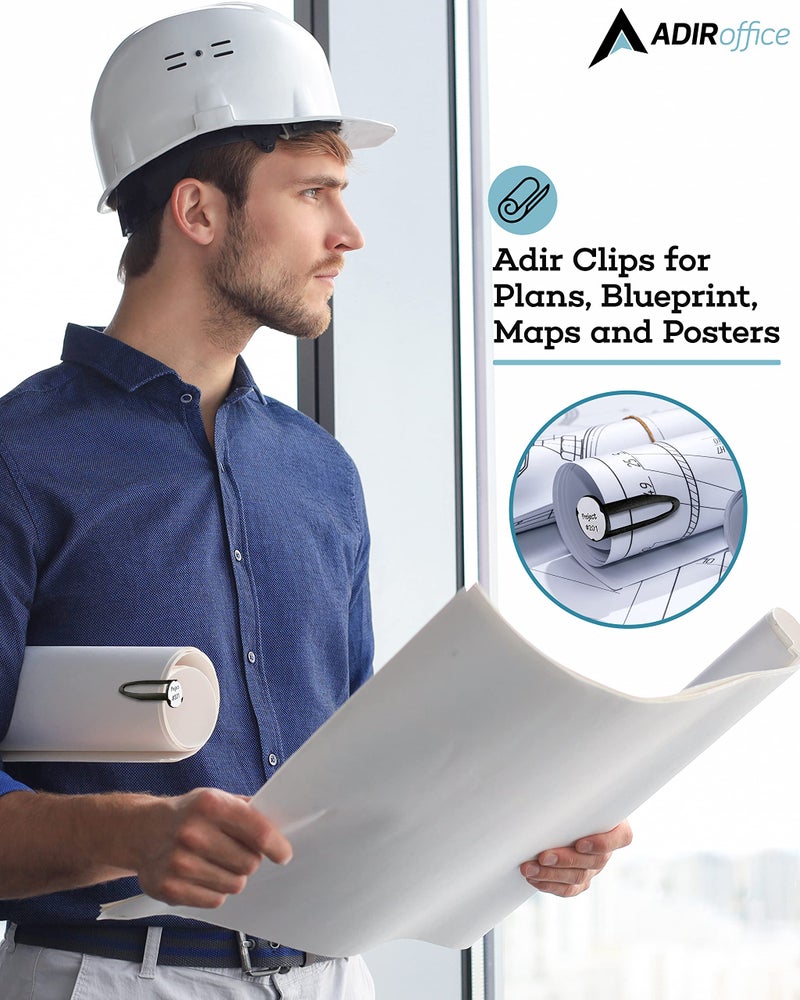 AdirOffice Paper Clips Paperwork Holder - Blueprint Clips for Blueprint, Construction Plan Holder, Architect Blueprint Holder, Blueprint Tags - Plan Clips for Blueprints and Rolled Files (50 Count) - Image 5