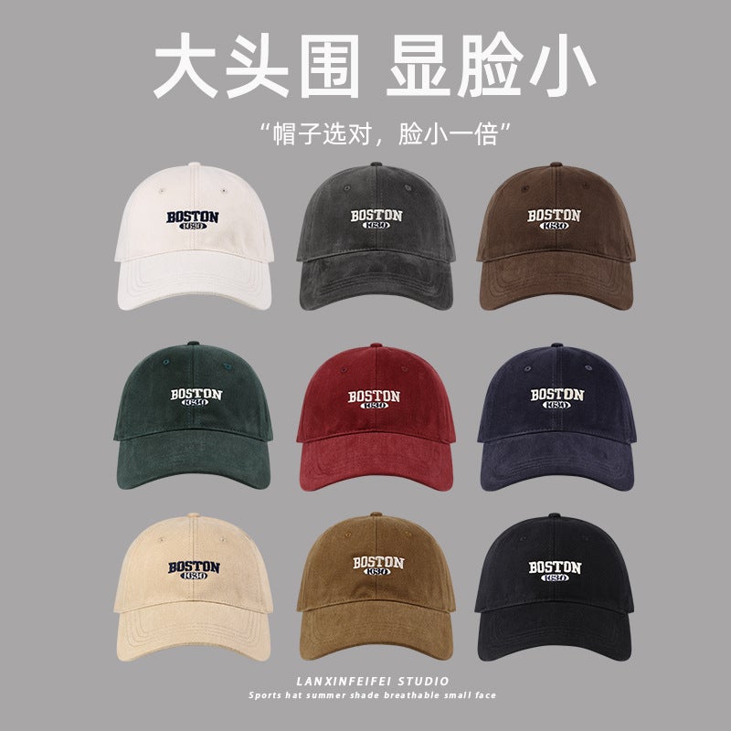 Style Oversized Baseball Cap For Women With Deep Crown, Face-Slimming Brushed Cotton Duckbill Cap, Korean Version Wide-Brimmed Hat For Men - Image 4