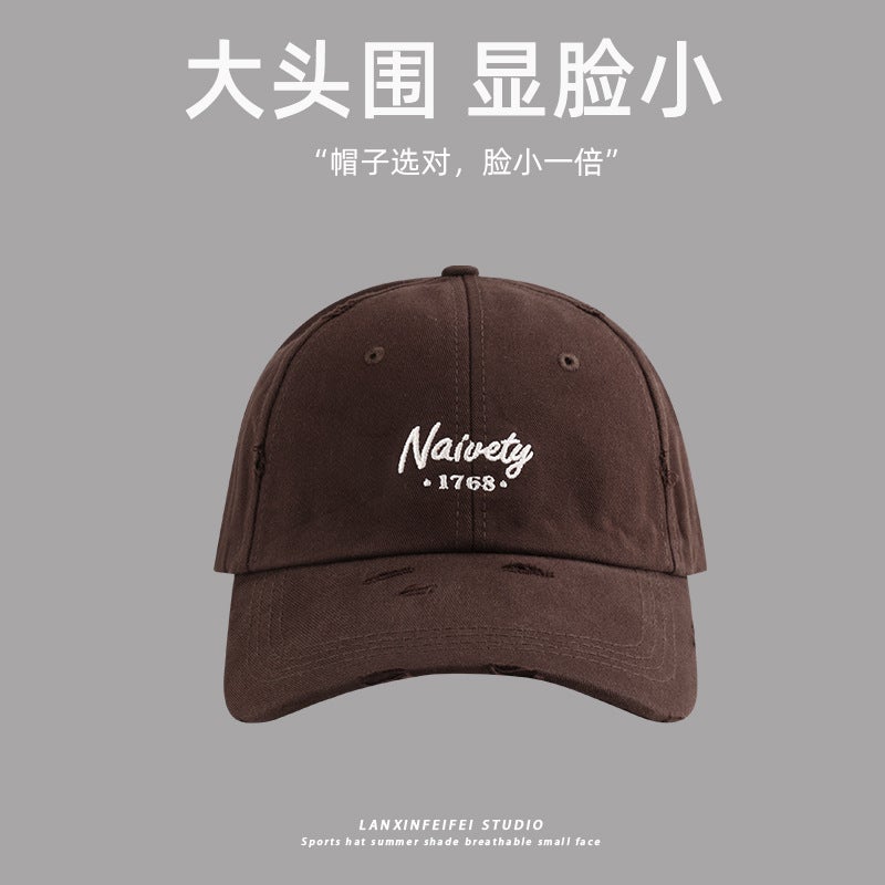Style Oversized Baseball Cap For Women With Deep Crown, Face-Slimming Brushed Cotton Duckbill Cap, Korean Version Wide-Brimmed Hat For Men - Image 1