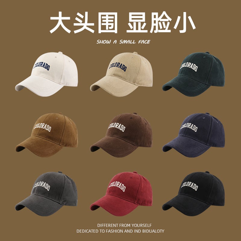 Style Oversized Baseball Cap For Women With Deep Crown, Face-Slimming Brushed Cotton Duckbill Cap, Korean Version Wide-Brimmed Hat For Men - Image 3