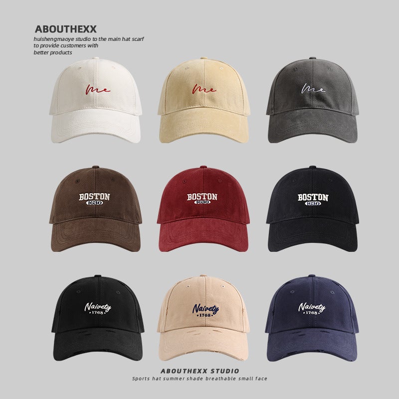 Style Oversized Baseball Cap For Women With Deep Crown, Face-Slimming Brushed Cotton Duckbill Cap, Korean Version Wide-Brimmed Hat For Men - Image 2